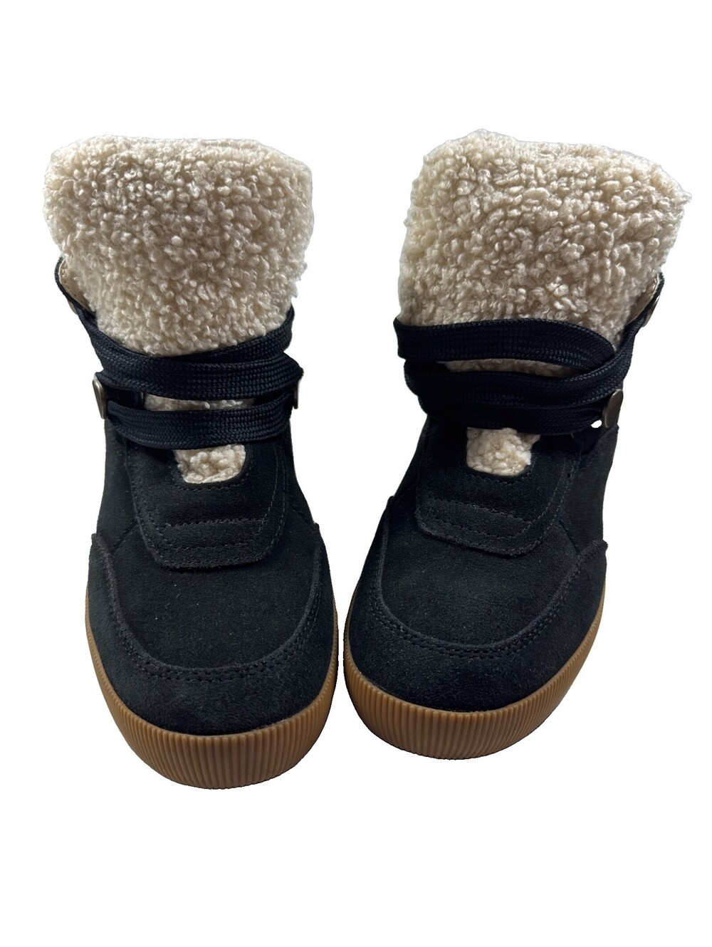 Sorel Women Out N About Shearling Booties Waterproof Black Suede-SZ 8 Pre Owned